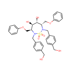 O=S1(=O)N(Cc2ccc(CO)cc2)[C@@H](COc2ccccc2)[C@@H](O)[C@H](O)[C@H](COc2ccccc2)N1Cc1ccc(CO)cc1 ZINC000029410949