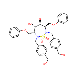 O=S1(=O)N(Cc2ccc(CO)cc2)[C@H](COc2ccccc2)[C@H](O)[C@@H](O)[C@@H](COc2ccccc2)N1Cc1ccc(CO)cc1 ZINC000027329895