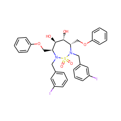O=S1(=O)N(Cc2cccc(I)c2)[C@@H](COc2ccccc2)[C@@H](O)[C@H](O)[C@H](COc2ccccc2)N1Cc1cccc(I)c1 ZINC000095615368