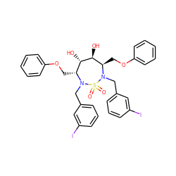 O=S1(=O)N(Cc2cccc(I)c2)[C@H](COc2ccccc2)[C@H](O)[C@@H](O)[C@@H](COc2ccccc2)N1Cc1cccc(I)c1 ZINC000095614939