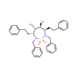 O=S1(=O)N(Cc2ccccc2)[C@H](CCc2ccccc2)[C@H](O)[C@@H](O)[C@@H](CCc2ccccc2)N1Cc1ccccc1 ZINC000014943331