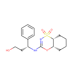O=S1(=O)N=C(N[C@H](CCO)c2ccccc2)O[C@H]2CCCC[C@H]21 ZINC000096273961