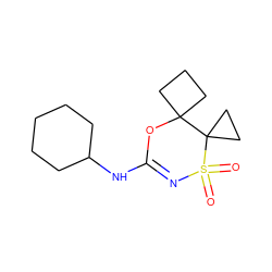 O=S1(=O)N=C(NC2CCCCC2)OC2(CCC2)C12CC2 ZINC000096273935