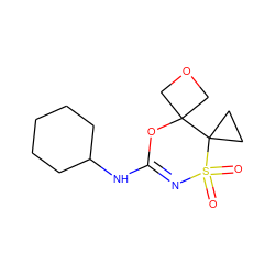 O=S1(=O)N=C(NC2CCCCC2)OC2(COC2)C12CC2 ZINC000096273957