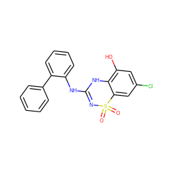 O=S1(=O)N=C(Nc2ccccc2-c2ccccc2)Nc2c(O)cc(Cl)cc21 ZINC000028822703