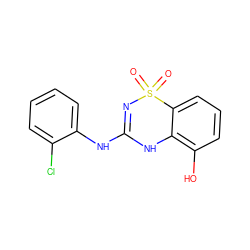 O=S1(=O)N=C(Nc2ccccc2Cl)Nc2c(O)cccc21 ZINC000006718567