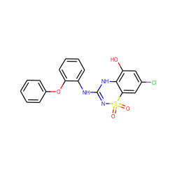 O=S1(=O)N=C(Nc2ccccc2Oc2ccccc2)Nc2c(O)cc(Cl)cc21 ZINC000028822733