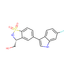 O=S1(=O)N[C@@H](CO)c2cc(-c3c[nH]c4cc(F)ccc34)ccc21 ZINC001772585470