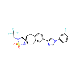 O=S1(=O)N[C@]2(CN1CC(F)(F)F)[C@H]1CC[C@@H]2Cc2cc(-c3cn(-c4cccc(F)c4)cn3)ccc2C1 ZINC000040957558