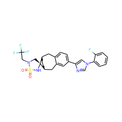 O=S1(=O)N[C@]2(CN1CC(F)(F)F)[C@H]1CC[C@@H]2Cc2cc(-c3cn(-c4ccccc4F)cn3)ccc2C1 ZINC000040953923