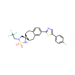 O=S1(=O)N[C@]2(CN1CC(F)(F)F)[C@H]1CC[C@@H]2Cc2cc(-c3ncc(-c4ccc(F)cc4)s3)ccc2C1 ZINC000042852171