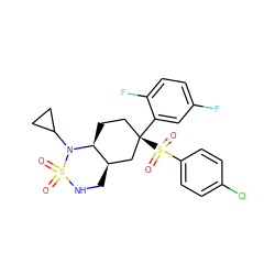 O=S1(=O)NC[C@@H]2C[C@](c3cc(F)ccc3F)(S(=O)(=O)c3ccc(Cl)cc3)CC[C@@H]2N1C1CC1 ZINC000036175596