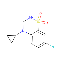 O=S1(=O)NCN(C2CC2)c2ccc(F)cc21 ZINC000095921421