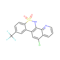 O=S1(=O)Nc2c(cc(Cl)c3cccnc23)-c2cc(C(F)(F)F)ccc21 ZINC000201622470