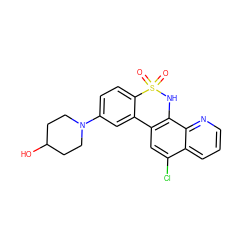 O=S1(=O)Nc2c(cc(Cl)c3cccnc23)-c2cc(N3CCC(O)CC3)ccc21 ZINC000205630059