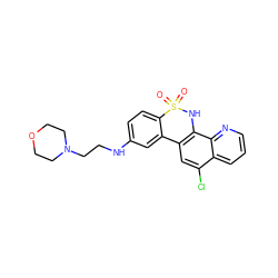 O=S1(=O)Nc2c(cc(Cl)c3cccnc23)-c2cc(NCCN3CCOCC3)ccc21 ZINC000205637035