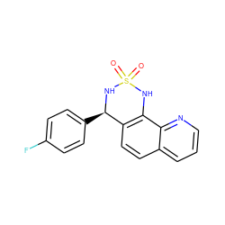O=S1(=O)Nc2c(ccc3cccnc23)[C@@H](c2ccc(F)cc2)N1 ZINC000205637290