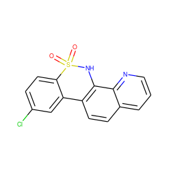 O=S1(=O)Nc2c(ccc3cccnc23)-c2cc(Cl)ccc21 ZINC000013817997