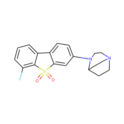 O=S1(=O)c2cc(N3CCN4CCC3CC4)ccc2-c2cccc(F)c21 ZINC000169308789