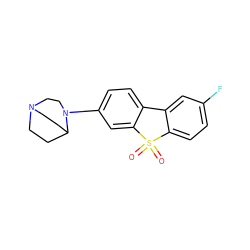 O=S1(=O)c2ccc(F)cc2-c2ccc(N3CCN4CCC3CC4)cc21 ZINC000169308797