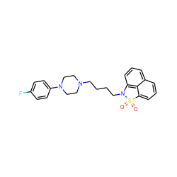 O=S1(=O)c2cccc3cccc(c23)N1CCCCN1CCN(c2ccc(F)cc2)CC1 ZINC000013823504