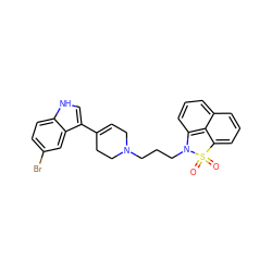 O=S1(=O)c2cccc3cccc(c23)N1CCCN1CC=C(c2c[nH]c3ccc(Br)cc23)CC1 ZINC000013826823