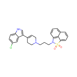 O=S1(=O)c2cccc3cccc(c23)N1CCCN1CC=C(c2c[nH]c3ccc(Cl)cc23)CC1 ZINC000013826821