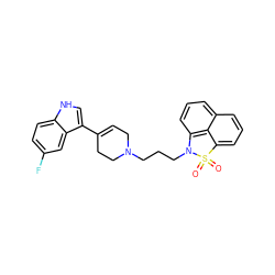 O=S1(=O)c2cccc3cccc(c23)N1CCCN1CC=C(c2c[nH]c3ccc(F)cc23)CC1 ZINC000013826825