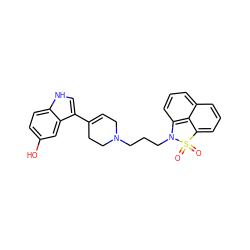 O=S1(=O)c2cccc3cccc(c23)N1CCCN1CC=C(c2c[nH]c3ccc(O)cc23)CC1 ZINC000013826819