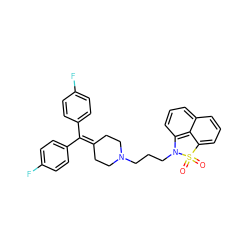 O=S1(=O)c2cccc3cccc(c23)N1CCCN1CCC(=C(c2ccc(F)cc2)c2ccc(F)cc2)CC1 ZINC000026500006