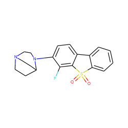 O=S1(=O)c2ccccc2-c2ccc(N3CCN4CCC3CC4)c(F)c21 ZINC000169308799