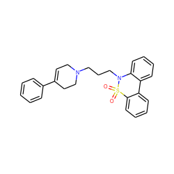 O=S1(=O)c2ccccc2-c2ccccc2N1CCCN1CC=C(c2ccccc2)CC1 ZINC000013823459