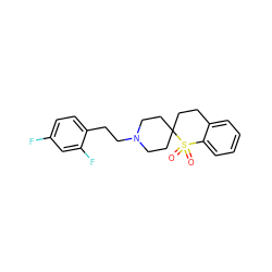 O=S1(=O)c2ccccc2CCC12CCN(CCc1ccc(F)cc1F)CC2 ZINC000013472070