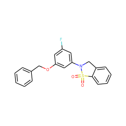 O=S1(=O)c2ccccc2CN1c1cc(F)cc(OCc2ccccc2)c1 ZINC000116939292