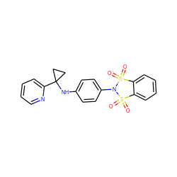 O=S1(=O)c2ccccc2S(=O)(=O)N1c1ccc(NC2(c3ccccn3)CC2)cc1 ZINC000073196398