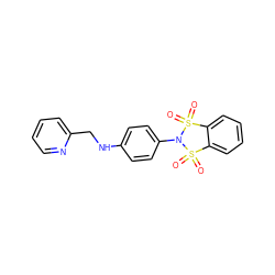 O=S1(=O)c2ccccc2S(=O)(=O)N1c1ccc(NCc2ccccn2)cc1 ZINC000073196397