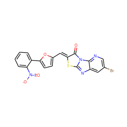 O=c1/c(=C/c2ccc(-c3ccccc3[N+](=O)[O-])o2)sc2nc3cc(Br)cnc3n12 ZINC000006457203