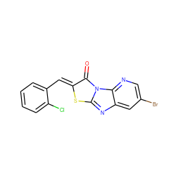 O=c1/c(=C/c2ccccc2Cl)sc2nc3cc(Br)cnc3n12 ZINC000002919654