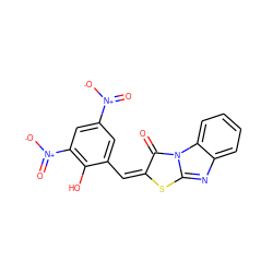 O=c1/c(=C\c2cc([N+](=O)[O-])cc([N+](=O)[O-])c2O)sc2nc3ccccc3n12 ZINC000013152449