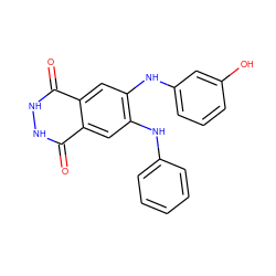 O=c1[nH][nH]c(=O)c2cc(Nc3cccc(O)c3)c(Nc3ccccc3)cc12 ZINC000073169908