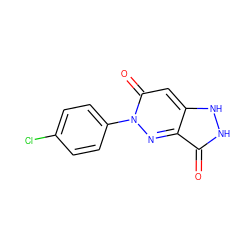 O=c1[nH][nH]c2cc(=O)n(-c3ccc(Cl)cc3)nc12 ZINC000013597498