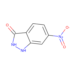 O=c1[nH][nH]c2cc([N+](=O)[O-])ccc12 ZINC000014983612