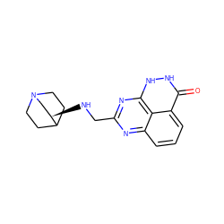 O=c1[nH][nH]c2nc(CN[C@@H]3CN4CCC3CC4)nc3cccc1c32 ZINC000059275411