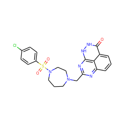 O=c1[nH][nH]c2nc(CN3CCCN(S(=O)(=O)c4ccc(Cl)cc4)CC3)nc3cccc1c32 ZINC000059279946