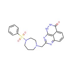 O=c1[nH][nH]c2nc(CN3CCCN(S(=O)(=O)c4ccccc4)CC3)nc3cccc1c32 ZINC000059277235