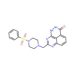 O=c1[nH][nH]c2nc(CN3CCN(S(=O)(=O)c4ccccc4)CC3)nc3cccc1c32 ZINC000059278656