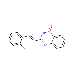 O=c1[nH]c(/C=C/c2ccccc2Cl)nc2ccccc12 ZINC000017147711