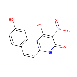 O=c1[nH]c(/C=C\c2ccc(O)cc2)nc(O)c1[N+](=O)[O-] ZINC000009010345