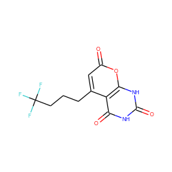 O=c1[nH]c(=O)c2c(CCCC(F)(F)F)cc(=O)oc2[nH]1 ZINC000034605608