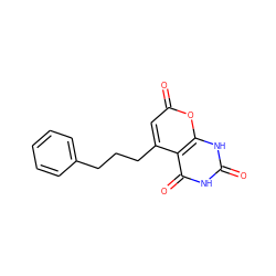 O=c1[nH]c(=O)c2c(CCCc3ccccc3)cc(=O)oc2[nH]1 ZINC000084706126